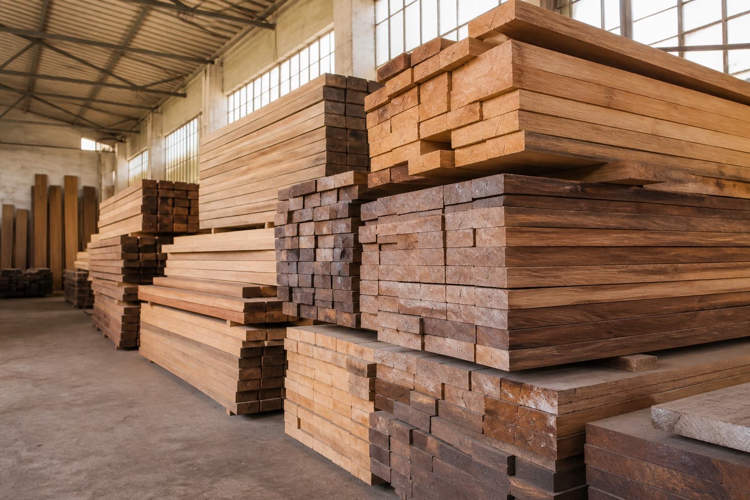 Stock de bois sciés et madriers — Ménara Bois